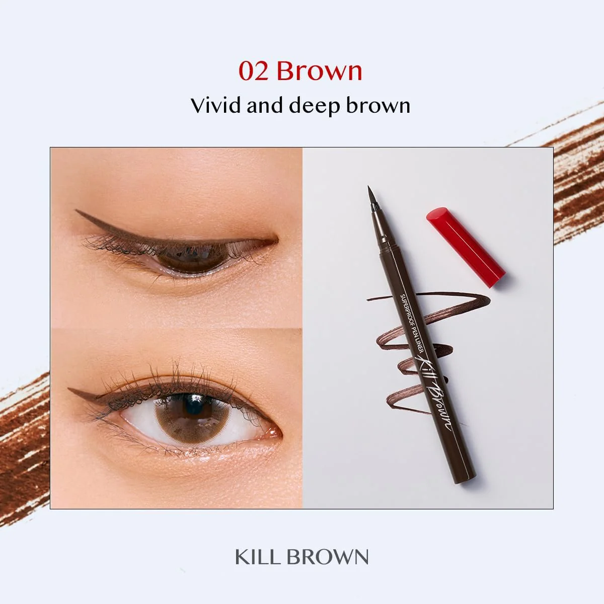 Clio Superproof Pen Liner #02 Kill Brown - Image 3