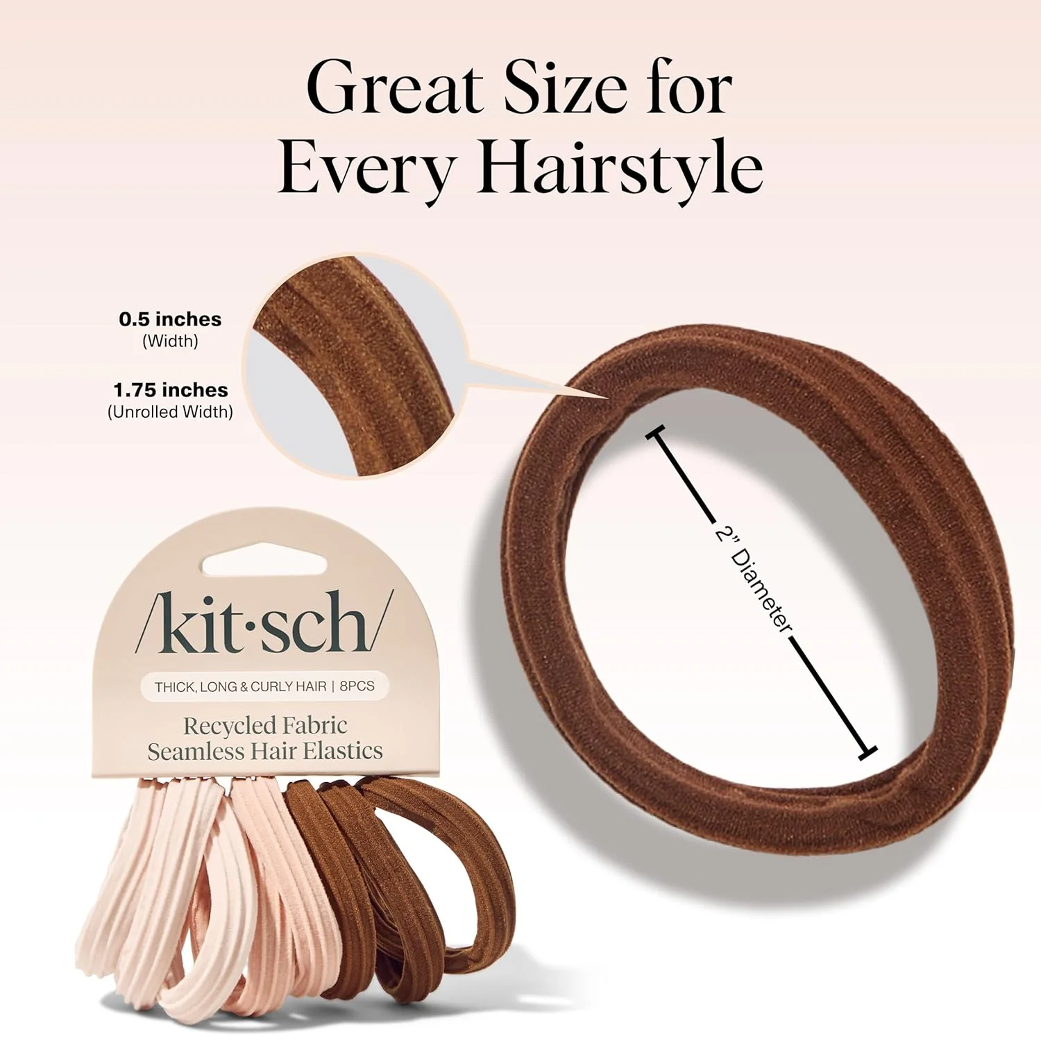 kitsch Recycled Fabric Seamless Hair Elastic - Image 5