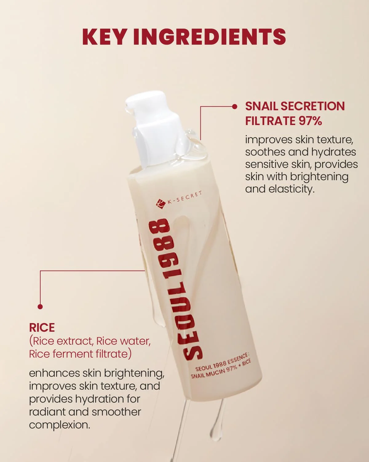 KSECRET SEOUL 1988 Essence Snail Mucin 97% + Rice - Image 4